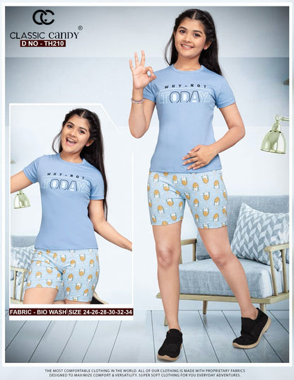 Th210 Classic Candy Biowash Girls Shorts Set Supplier