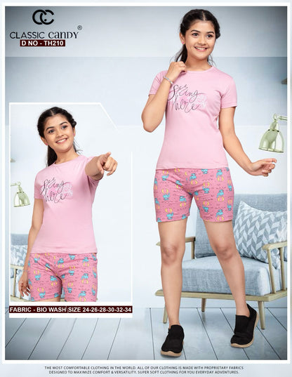 Th210 Classic Candy Biowash Girls Shorts Set Supplier