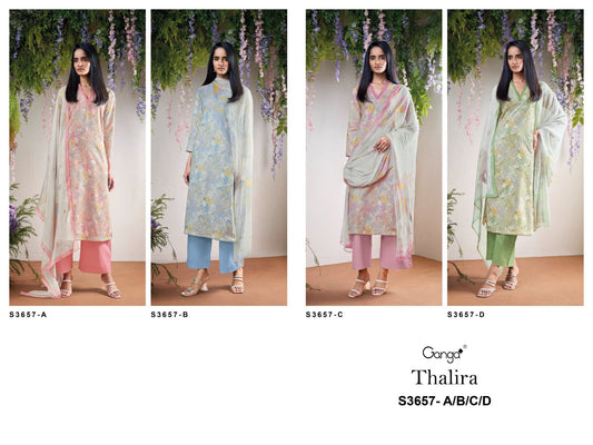 Thalira 3657 Ganga Premium Cotton Plazzo Style Suits Manufacturer Gujarat