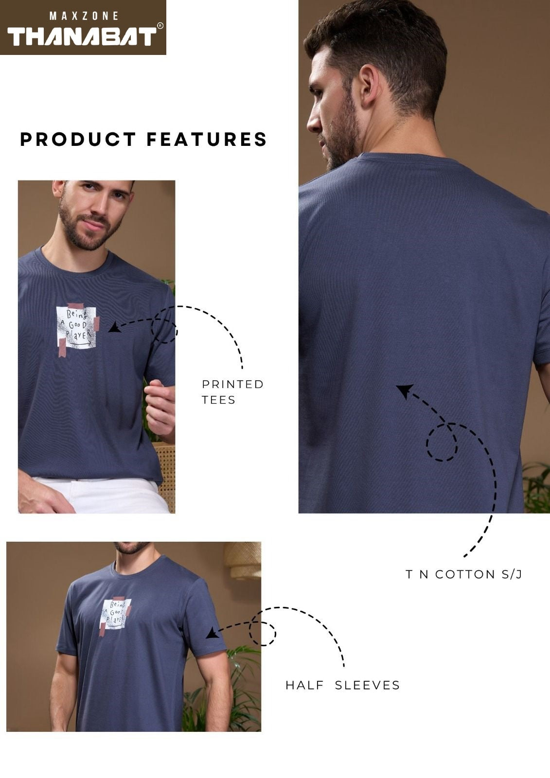 Thanabat 2085 Maxzone Clothing Cotton Mens Tshirts Manufacturer Ahmedabad