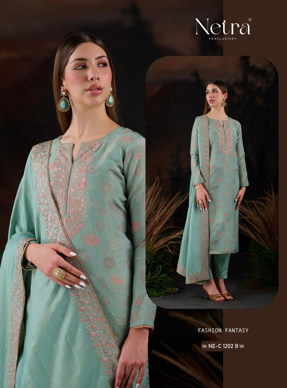 Thanvi Netra Viscose Silk Pant Style Suits Exporter India