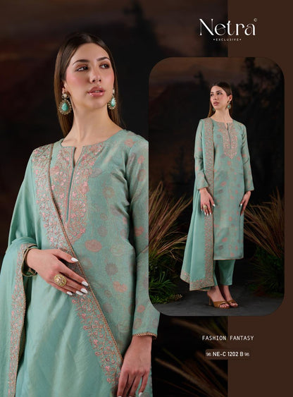 Thanvi Netra Viscose Silk Pant Style Suits Exporter India