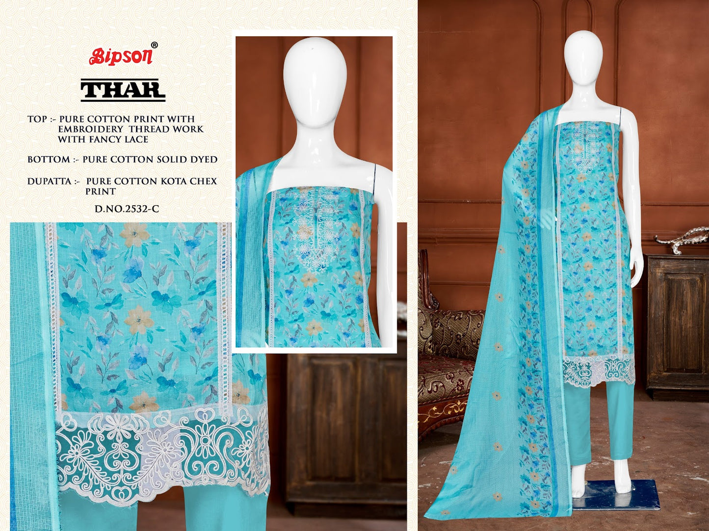 Thar 2532 Bipson Prints Pure Cotton Pant Style Suits Wholesaler India
