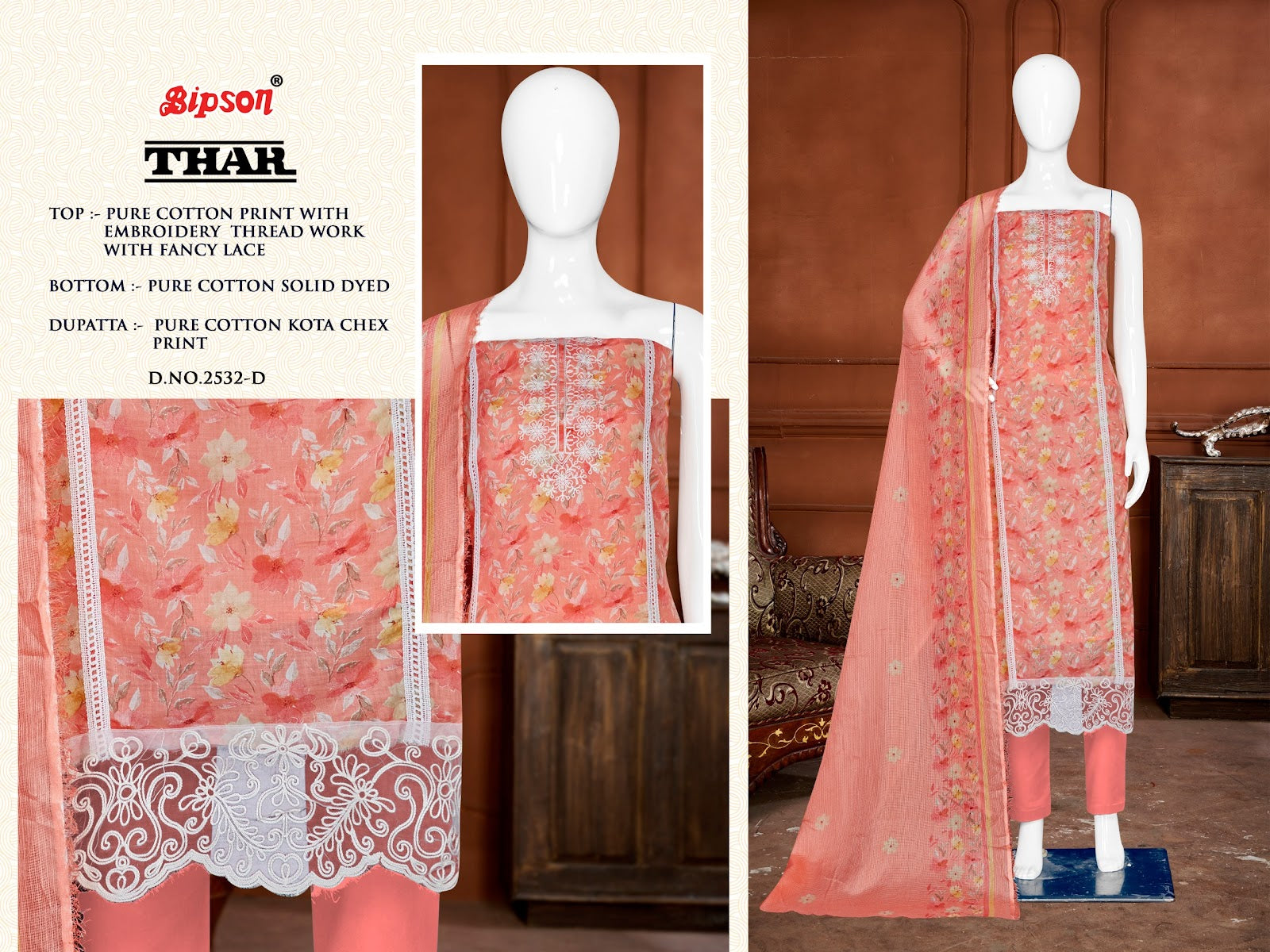 Thar 2532 Bipson Prints Pure Cotton Pant Style Suits Wholesaler India