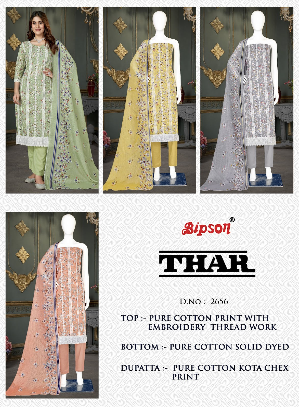 Thar 2656 Bipson Prints Pure Cotton Pant Style Suits Supplier Ahmedabad