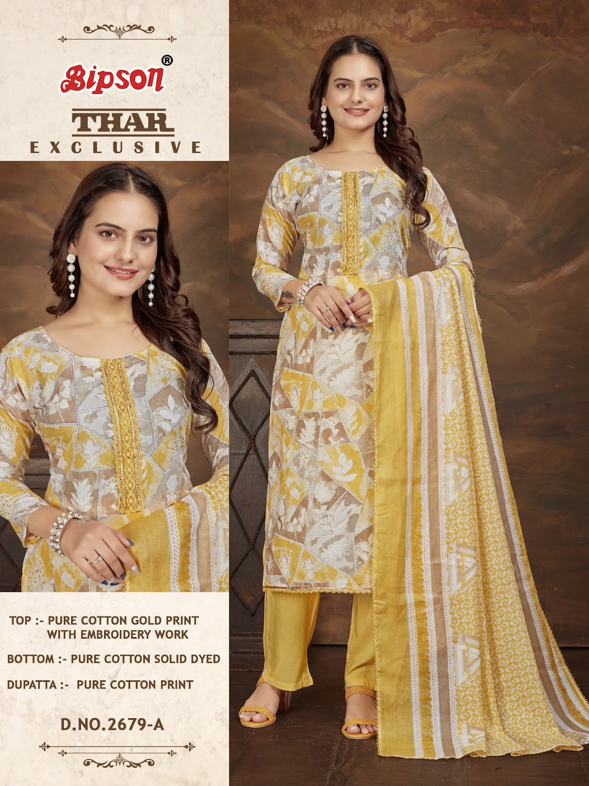 Thar 2679 Bipson Prints Pure Cotton Pant Style Suits Exporter Gujarat