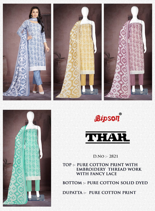 Thar 2821 Bipson Prints Cotton Pant Style Suits Supplier