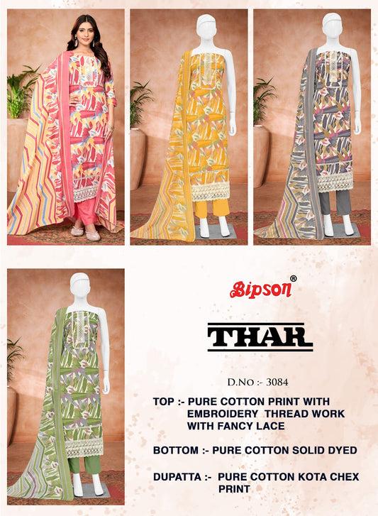 Thar 3084Abcd Bipson Prints Pure Cotton Pant Style Suits Manufacturer India
