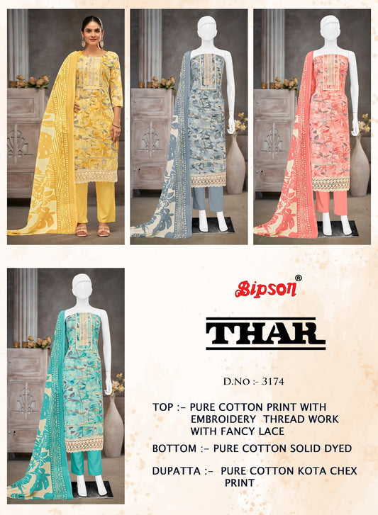 Thar 3174 Bipson Prints Pure Cotton Pant Style Suits Exporter India