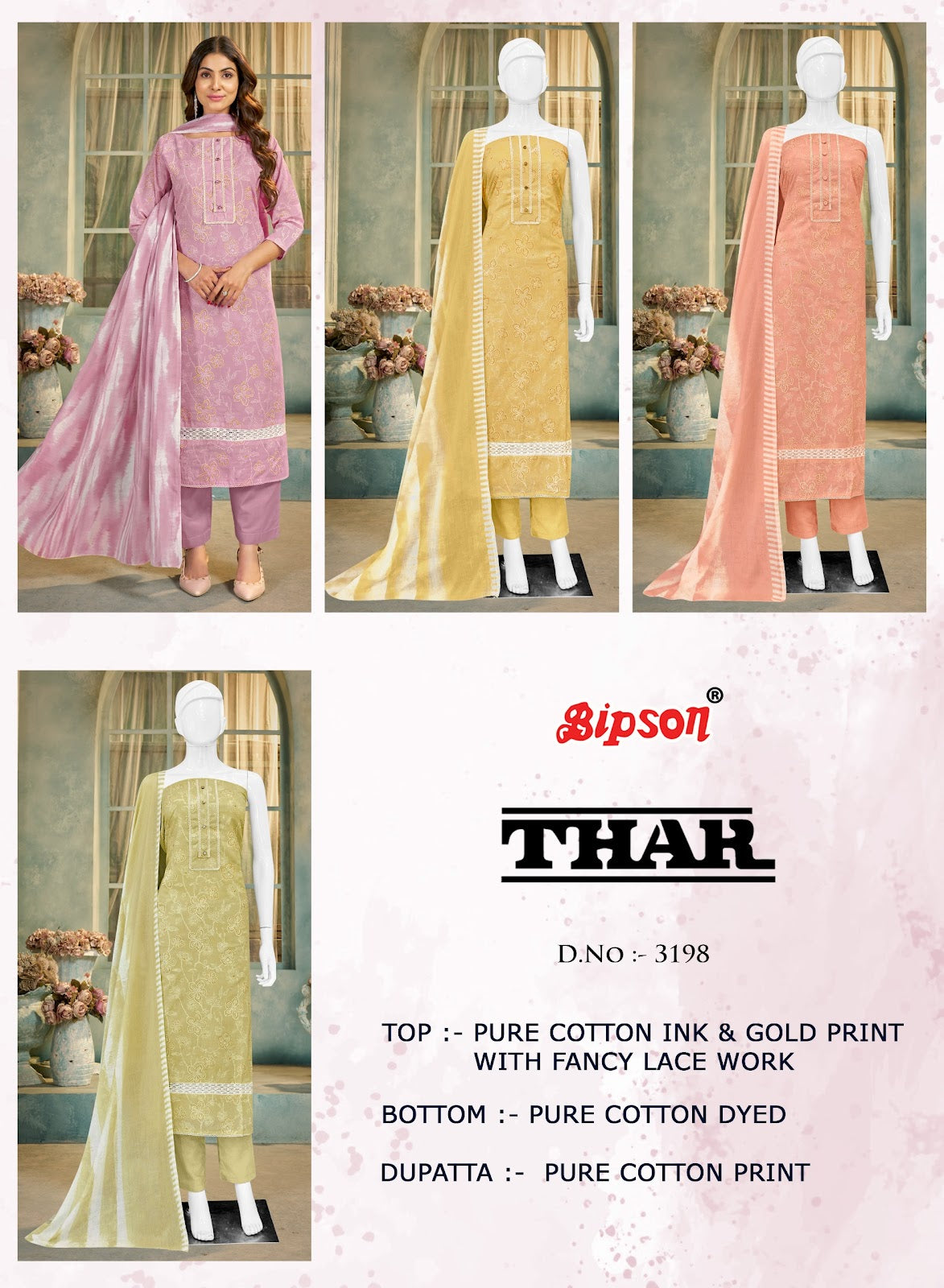 Thar 3198 Bipson Prints Cotton Pant Style Suits Manufacturer India
