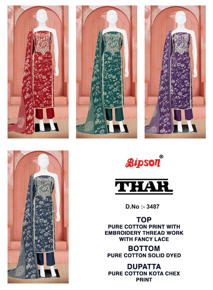 Thar 3487 Bipson Prints Pure Cotton Pant Style Suits Supplier India