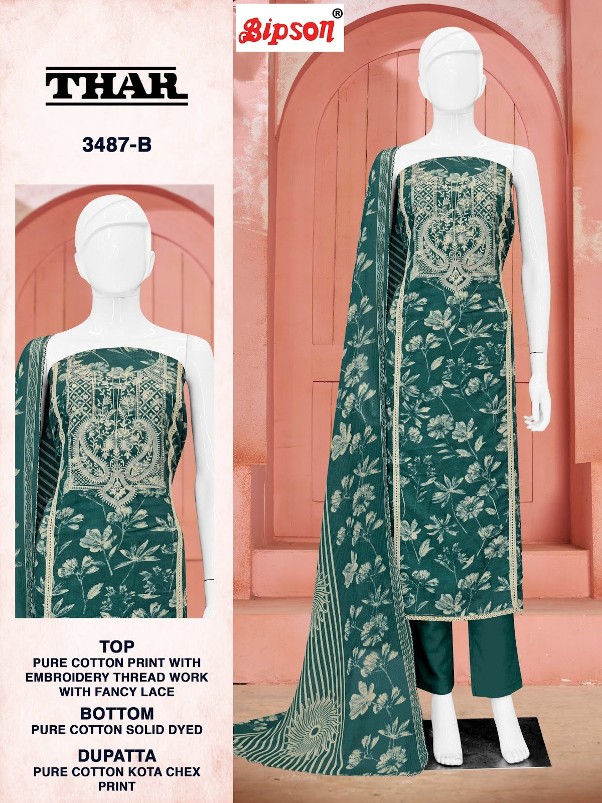 Thar 3487 Bipson Prints Pure Cotton Pant Style Suits Supplier India