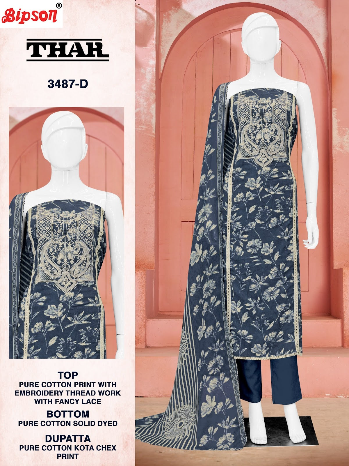 Thar 3487 Bipson Prints Pure Cotton Pant Style Suits Supplier India