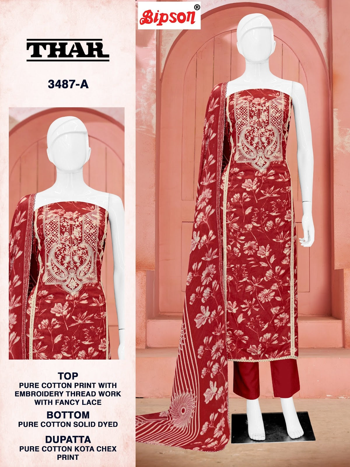 Thar 3487 Bipson Prints Pure Cotton Pant Style Suits Supplier India