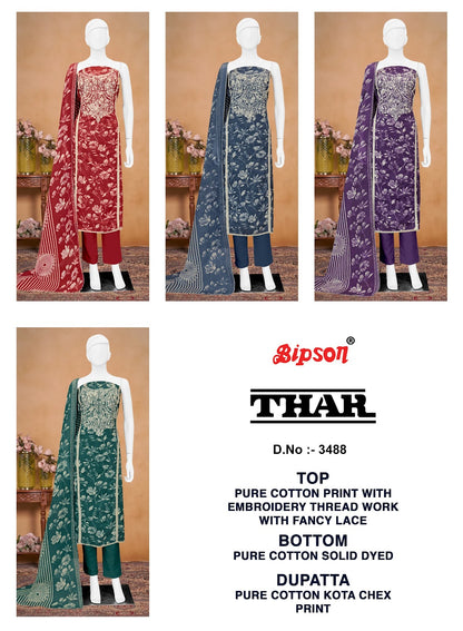 Thar 3488 Bipson Prints Pure Cotton Pant Style Suits Exporter India