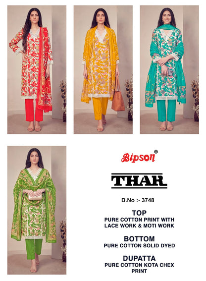Thar 3748 Bipson Prints Cotton Pant Style Suits Wholesaler Gujarat