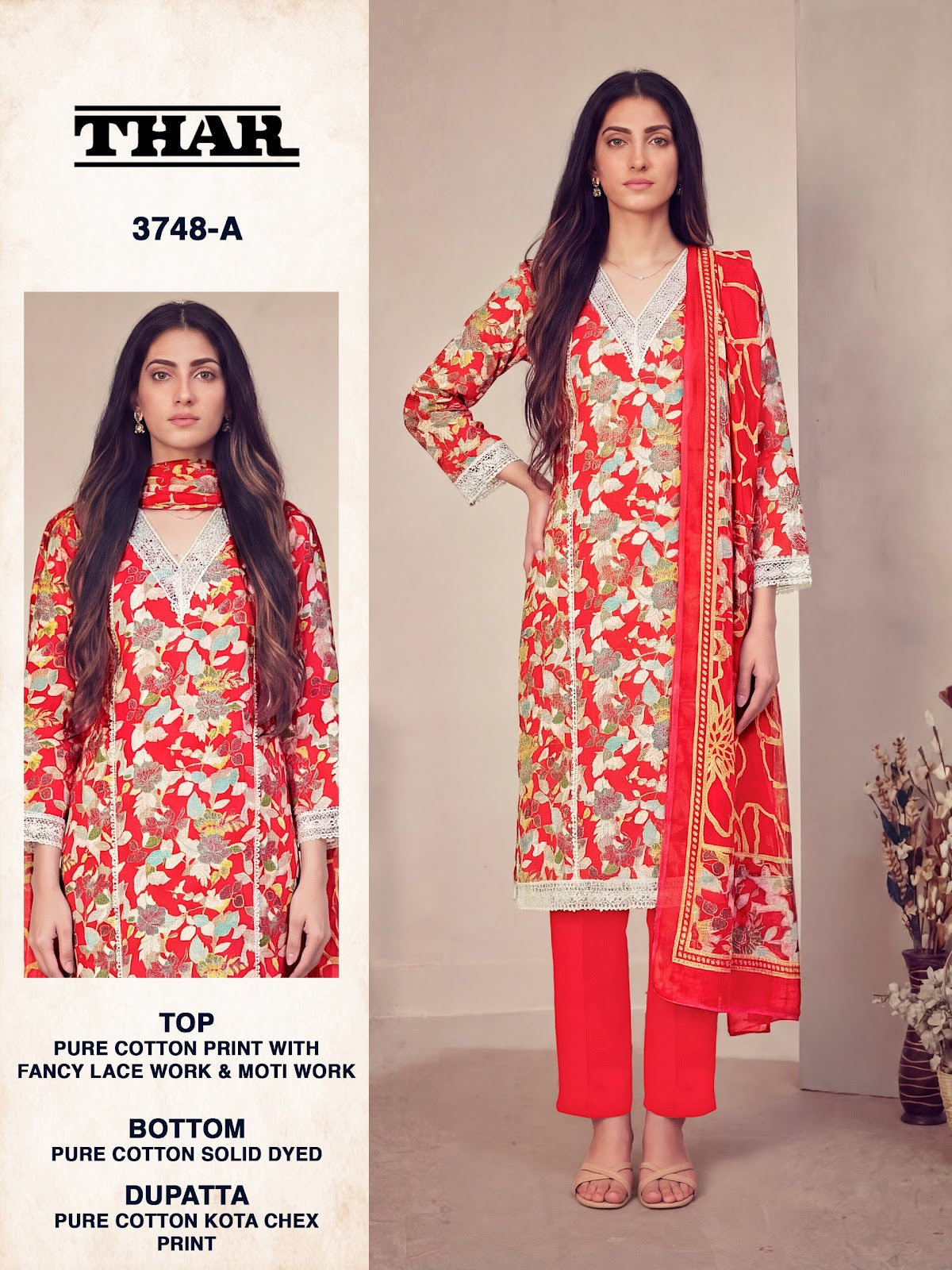 Thar 3748 Bipson Prints Cotton Pant Style Suits Wholesaler Gujarat