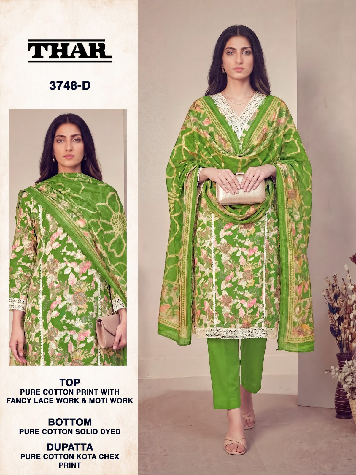 Thar 3748 Bipson Prints Cotton Pant Style Suits Wholesaler Gujarat