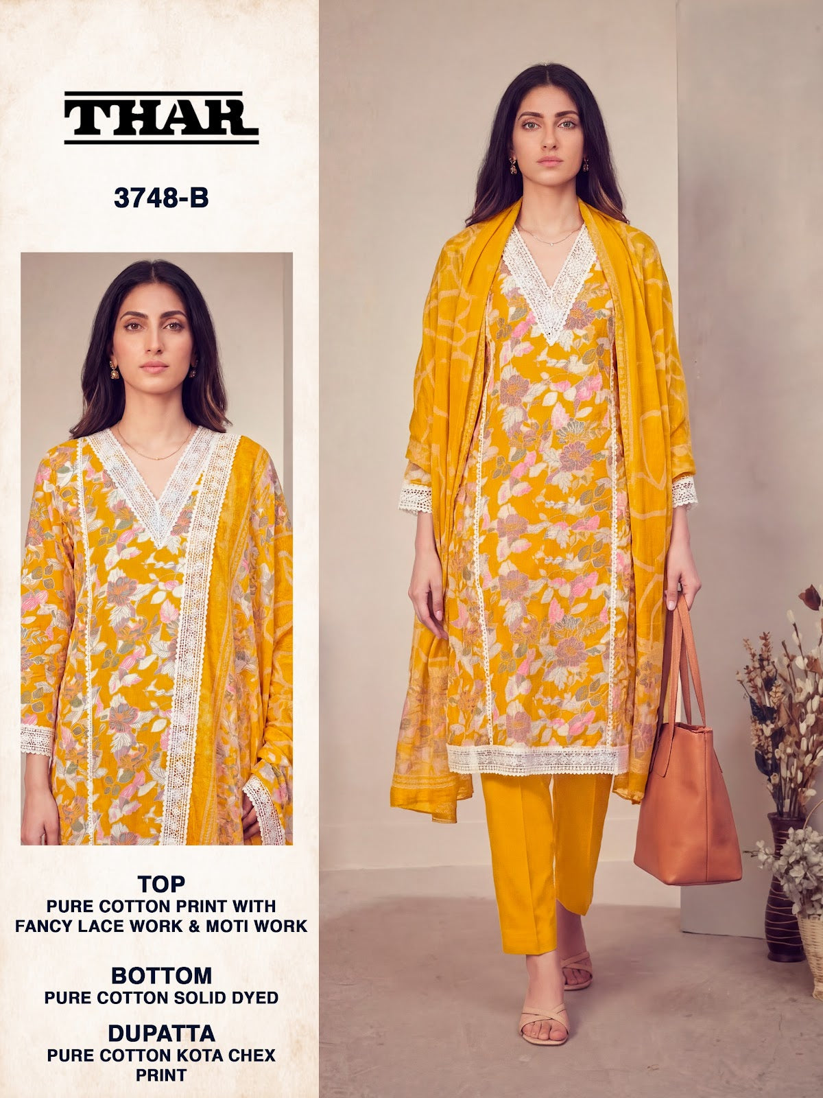 Thar 3748 Bipson Prints Cotton Pant Style Suits Wholesaler Gujarat