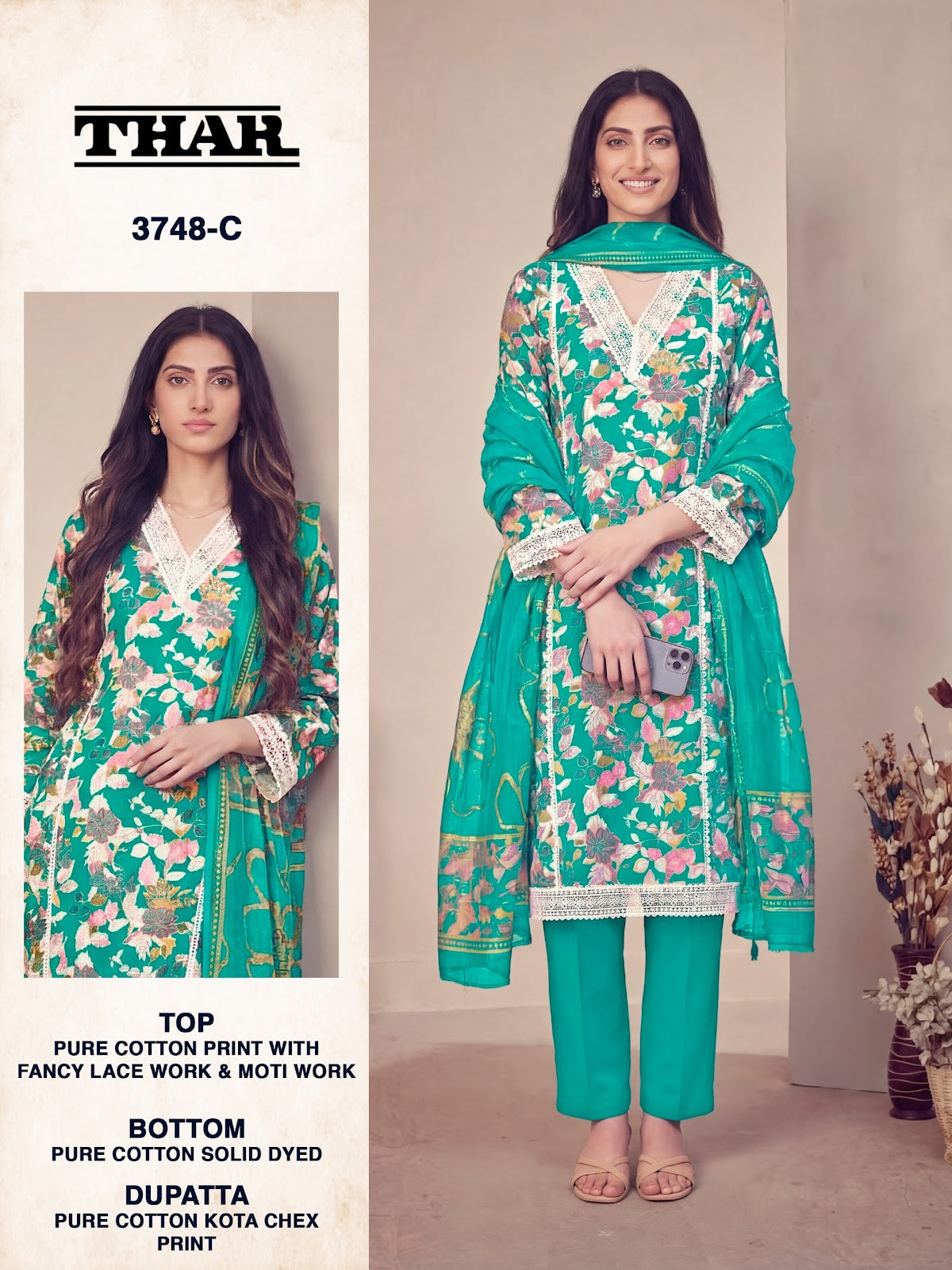 Thar 3748 Bipson Prints Cotton Pant Style Suits Wholesaler Gujarat