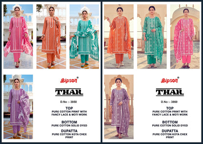 Thar 3860-3858 Bipson Prints Cotton Pant Style Suits Wholesaler India