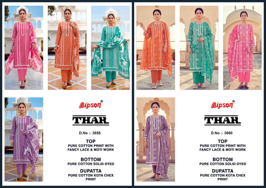 Thar 3860-3858 Bipson Prints Cotton Pant Style Suits Wholesaler India