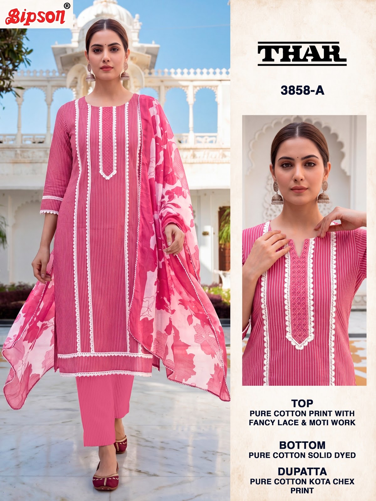Thar 3860-3858 Bipson Prints Cotton Pant Style Suits Wholesaler India
