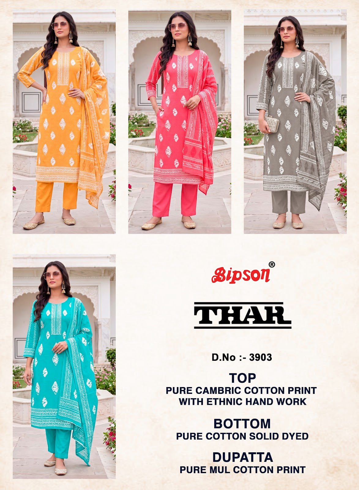 Thar 3903-3934-3991 Bipson Prints Cotton Pant Style Suits Manufacturer Gujarat