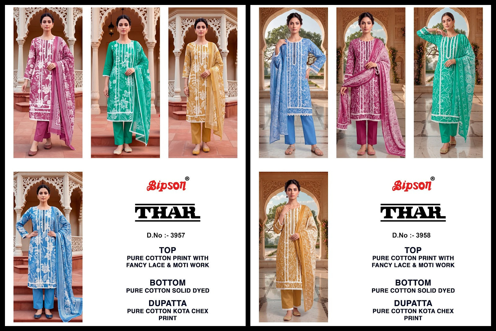 Thar 3957-3958 Bipson Prints Cotton Pant Style Suits Manufacturer Gujarat