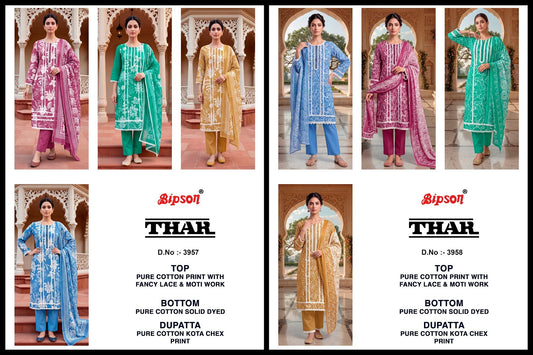 Thar 3957-3958 Bipson Prints Cotton Pant Style Suits Manufacturer Gujarat
