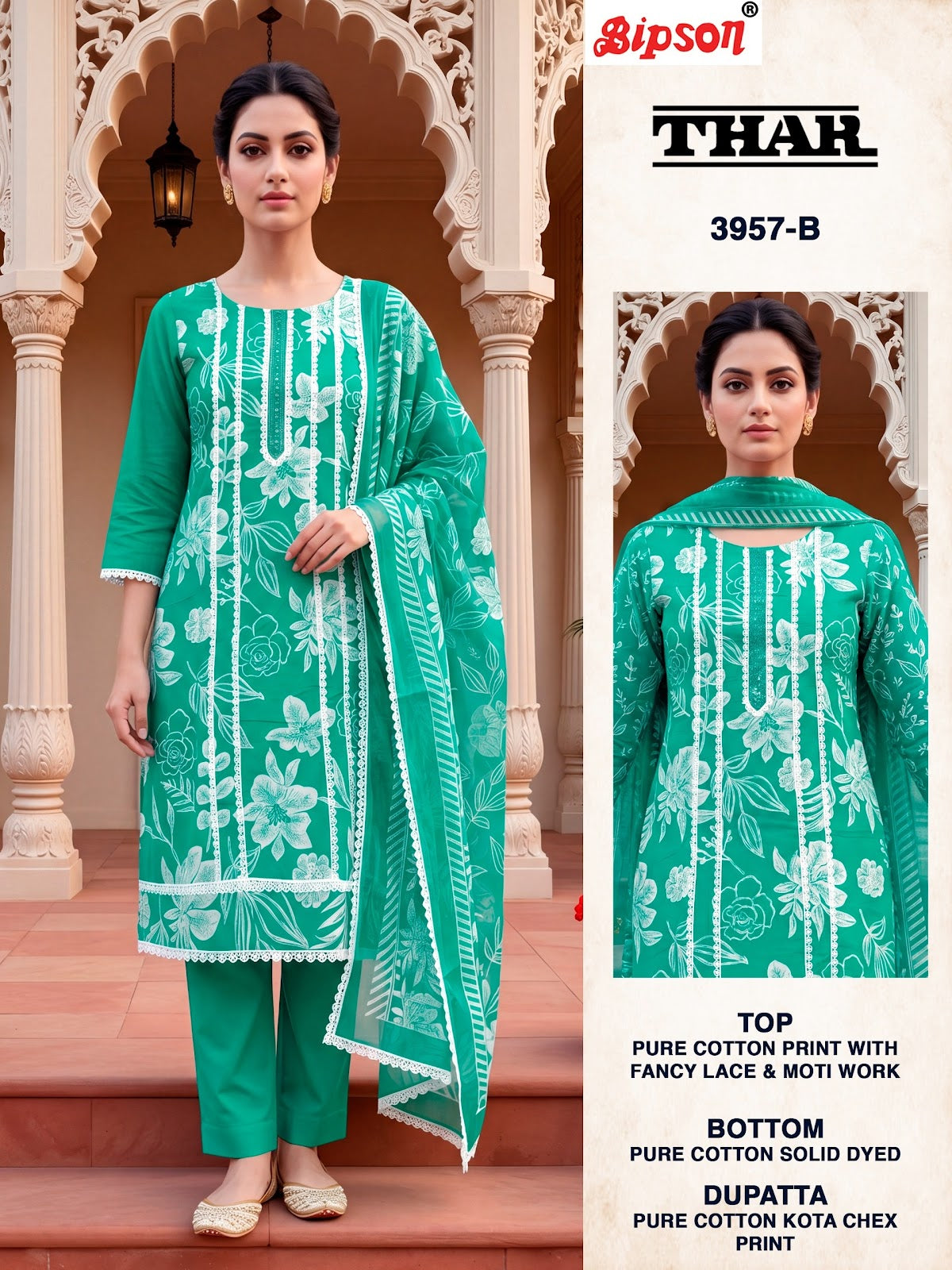 Thar 3957-3958 Bipson Prints Cotton Pant Style Suits Manufacturer Gujarat