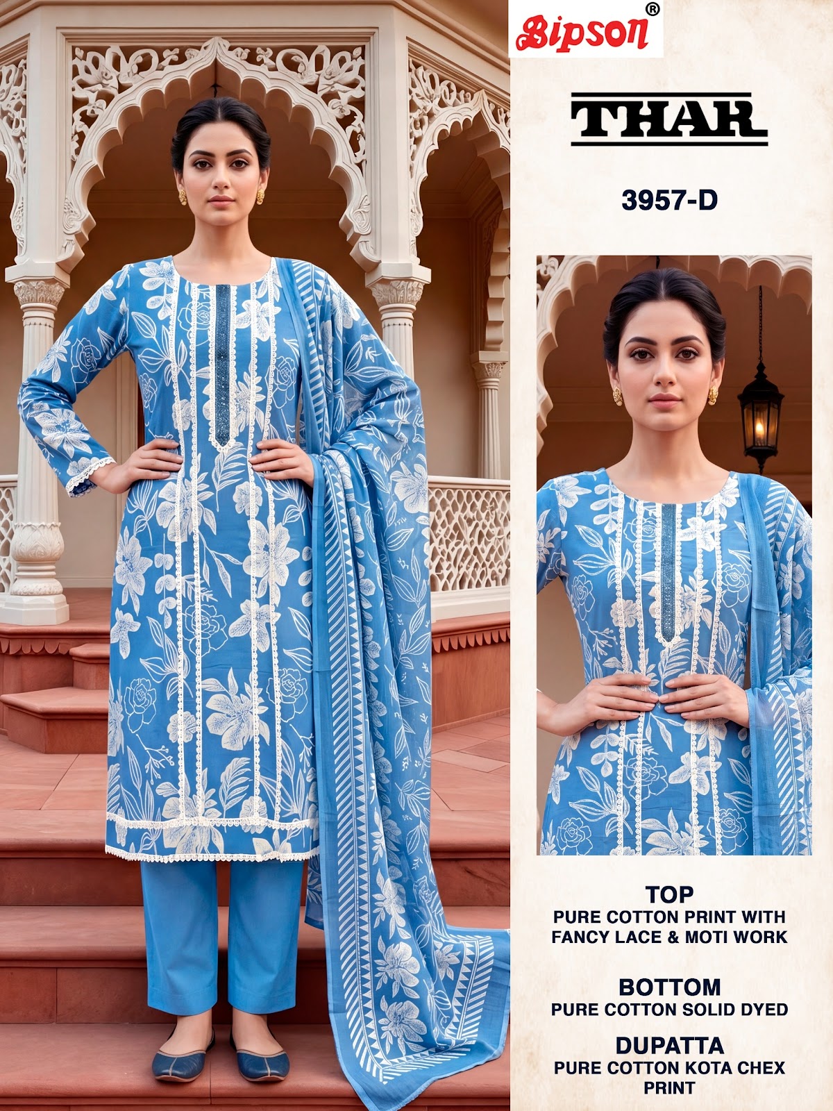 Thar 3957-3958 Bipson Prints Cotton Pant Style Suits Manufacturer Gujarat