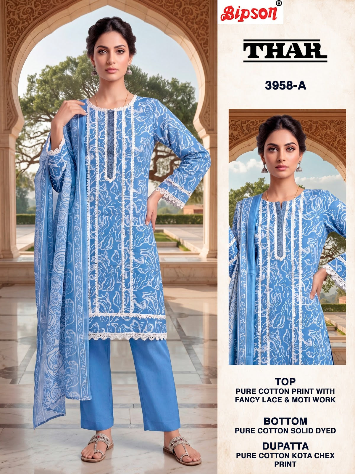 Thar 3957-3958 Bipson Prints Cotton Pant Style Suits Manufacturer Gujarat