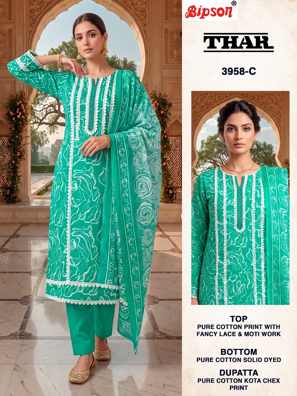Thar 3957-3958 Bipson Prints Cotton Pant Style Suits Manufacturer Gujarat