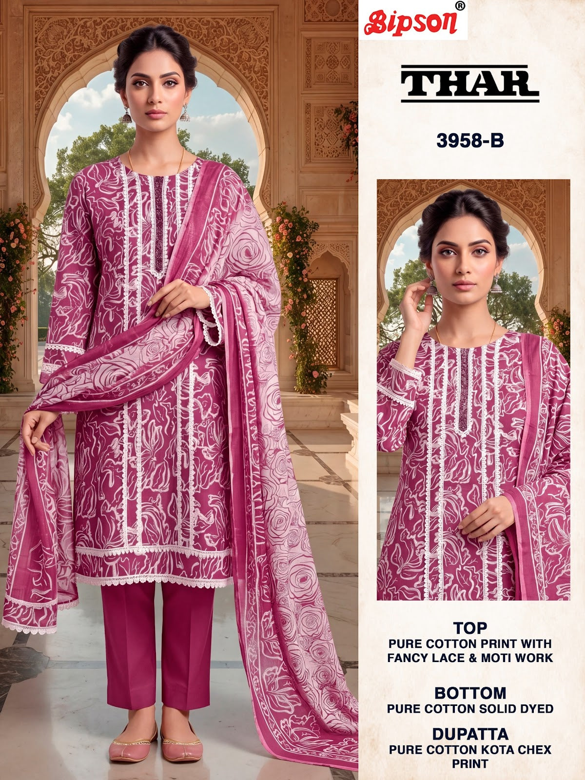 Thar 3957-3958 Bipson Prints Cotton Pant Style Suits Manufacturer Gujarat