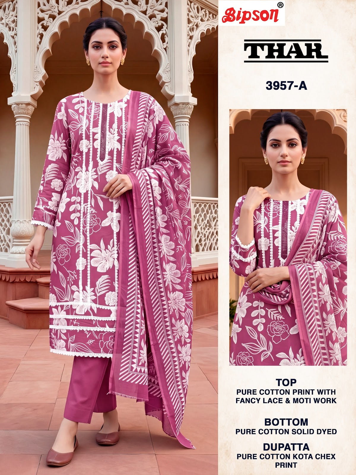 Thar 3957-3958 Bipson Prints Cotton Pant Style Suits Manufacturer Gujarat
