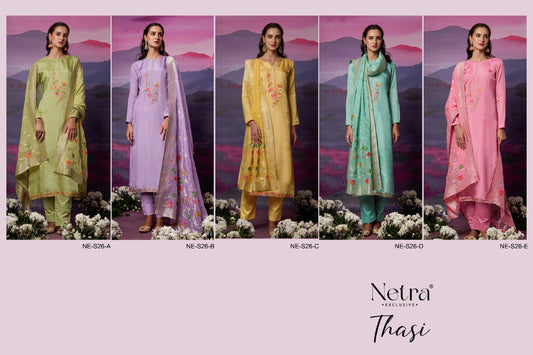 Thasi Netra Bemberg Silk Pant Style Suits Supplier