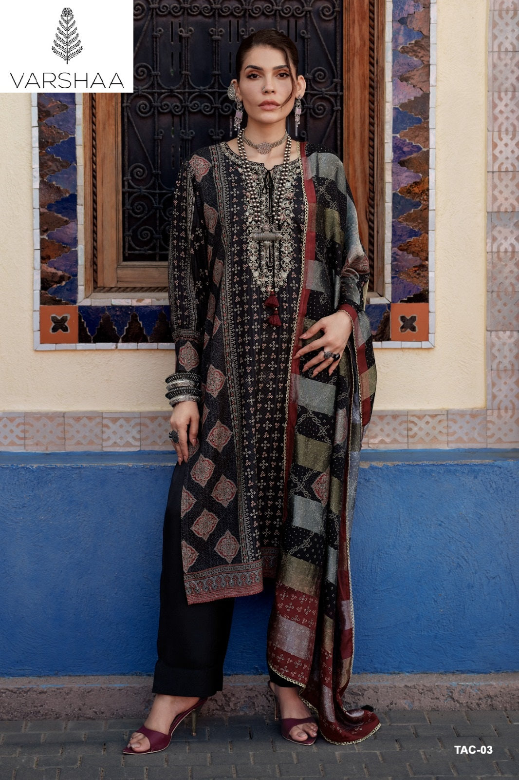 The Ajrakh Chapter Varshaa Viscose Muslin Pakistani Salwar Suits Wholesale Price