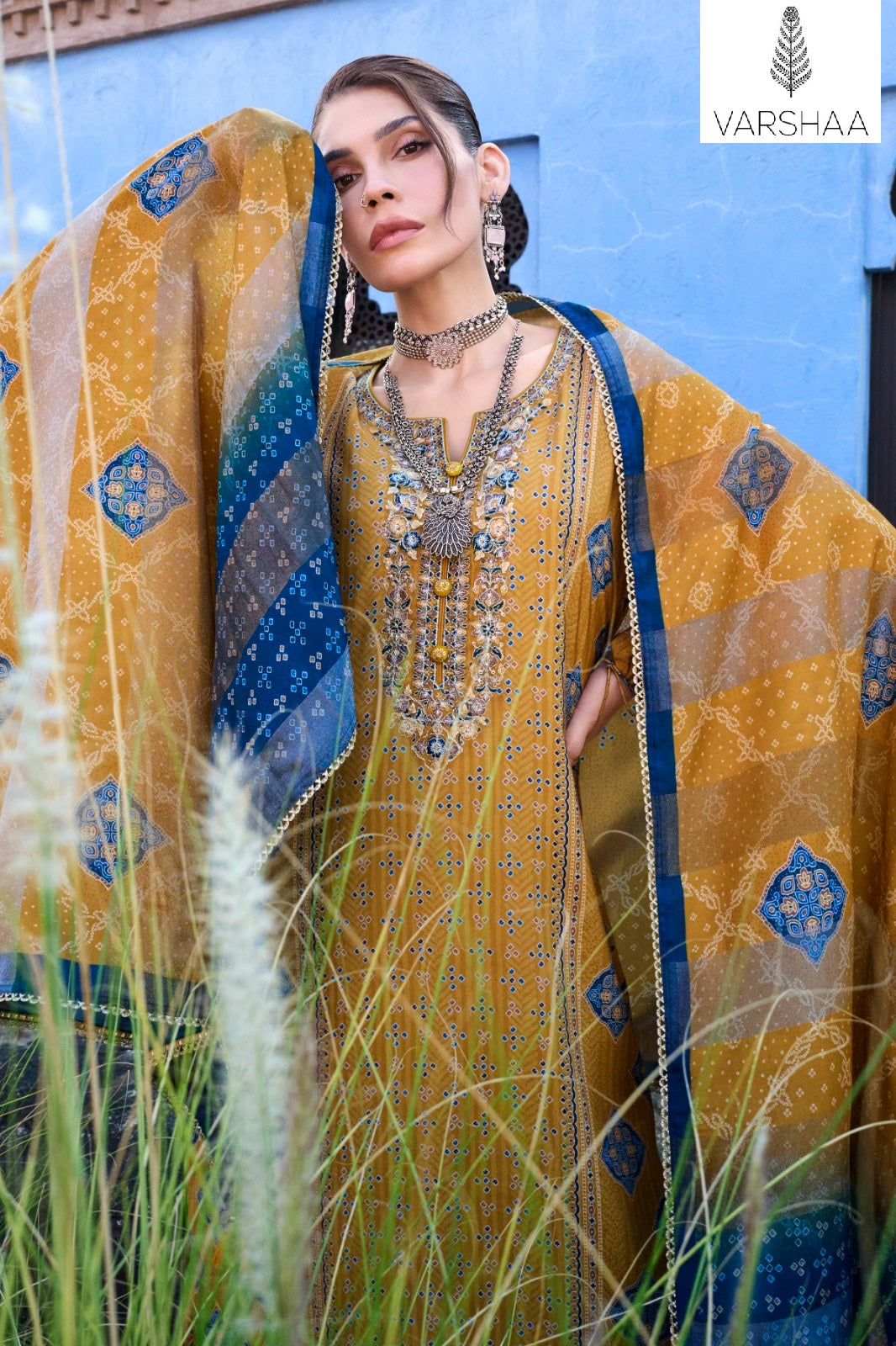 The Ajrakh Chapter Varshaa Viscose Muslin Pakistani Salwar Suits Wholesale Price