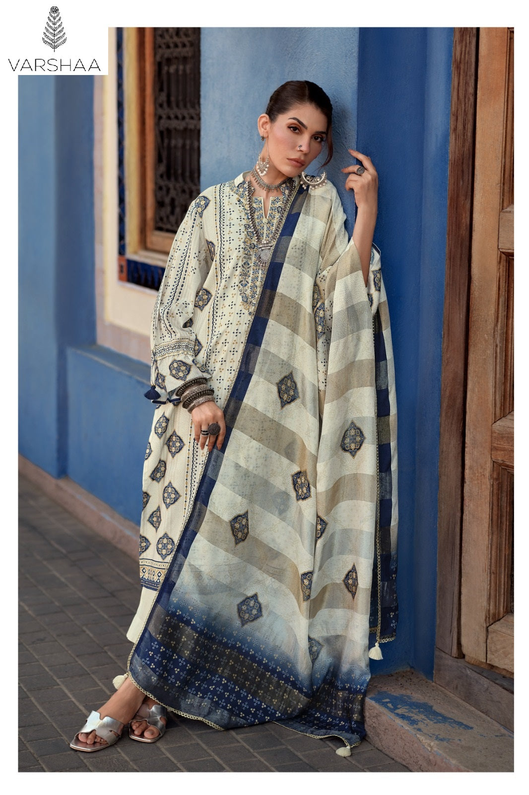 The Ajrakh Chapter Varshaa Viscose Muslin Pakistani Salwar Suits Wholesale Price