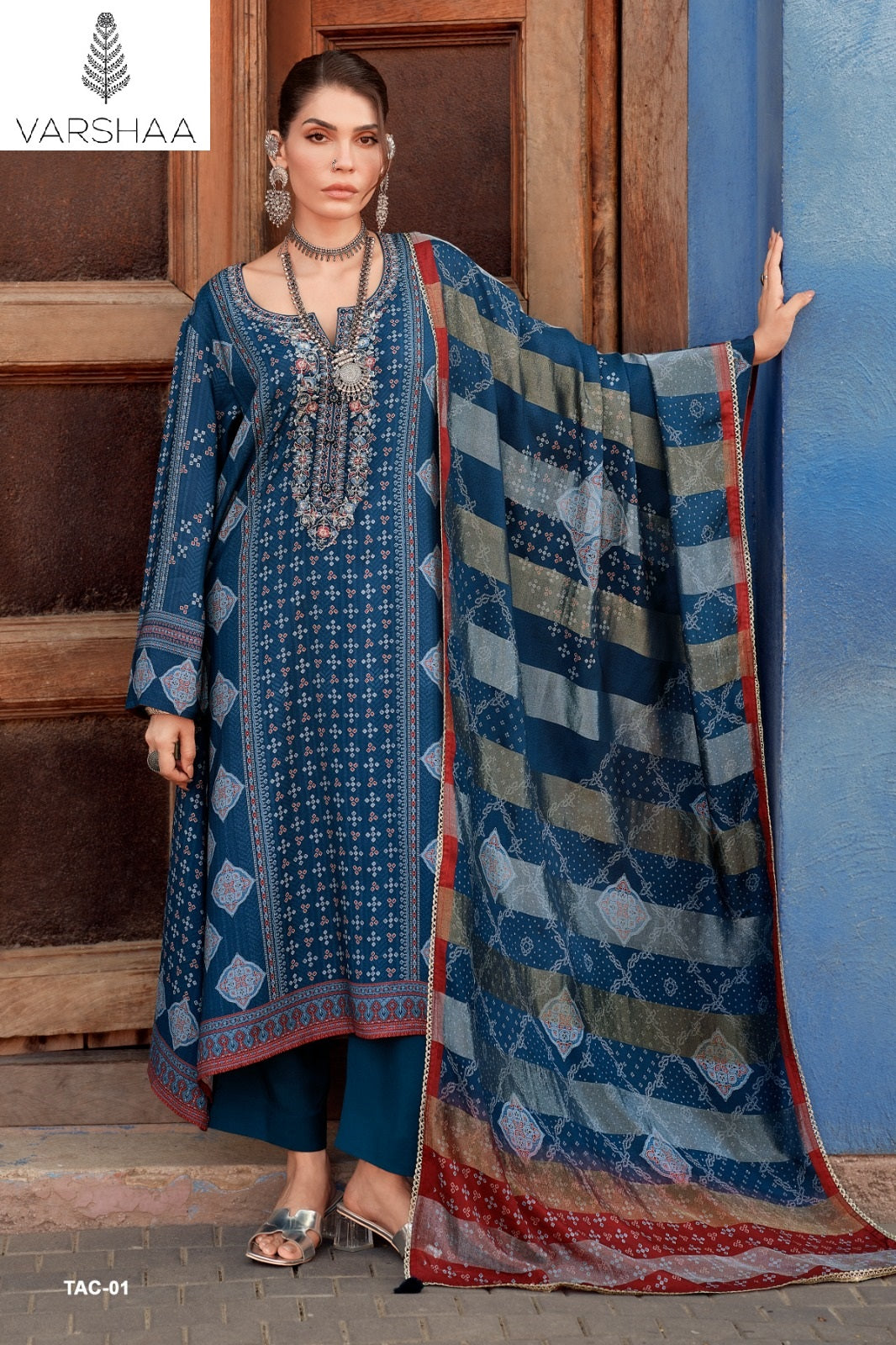 The Ajrakh Chapter Varshaa Viscose Muslin Pakistani Salwar Suits Wholesale Price