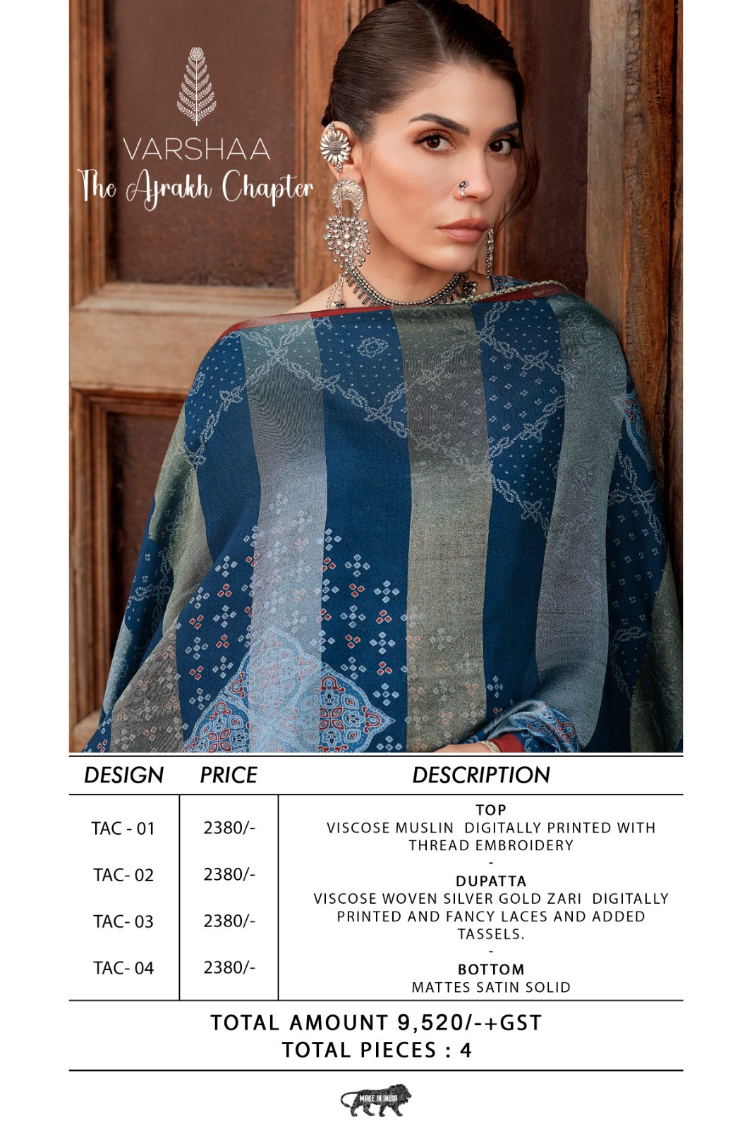 The Ajrakh Chapter Varshaa Viscose Muslin Pakistani Salwar Suits Wholesale Price