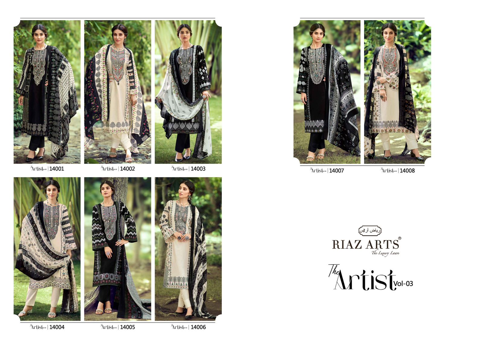 The Artist Vol 3 Riaz Art Lawn Karachi Salwar Suits Wholesale Price