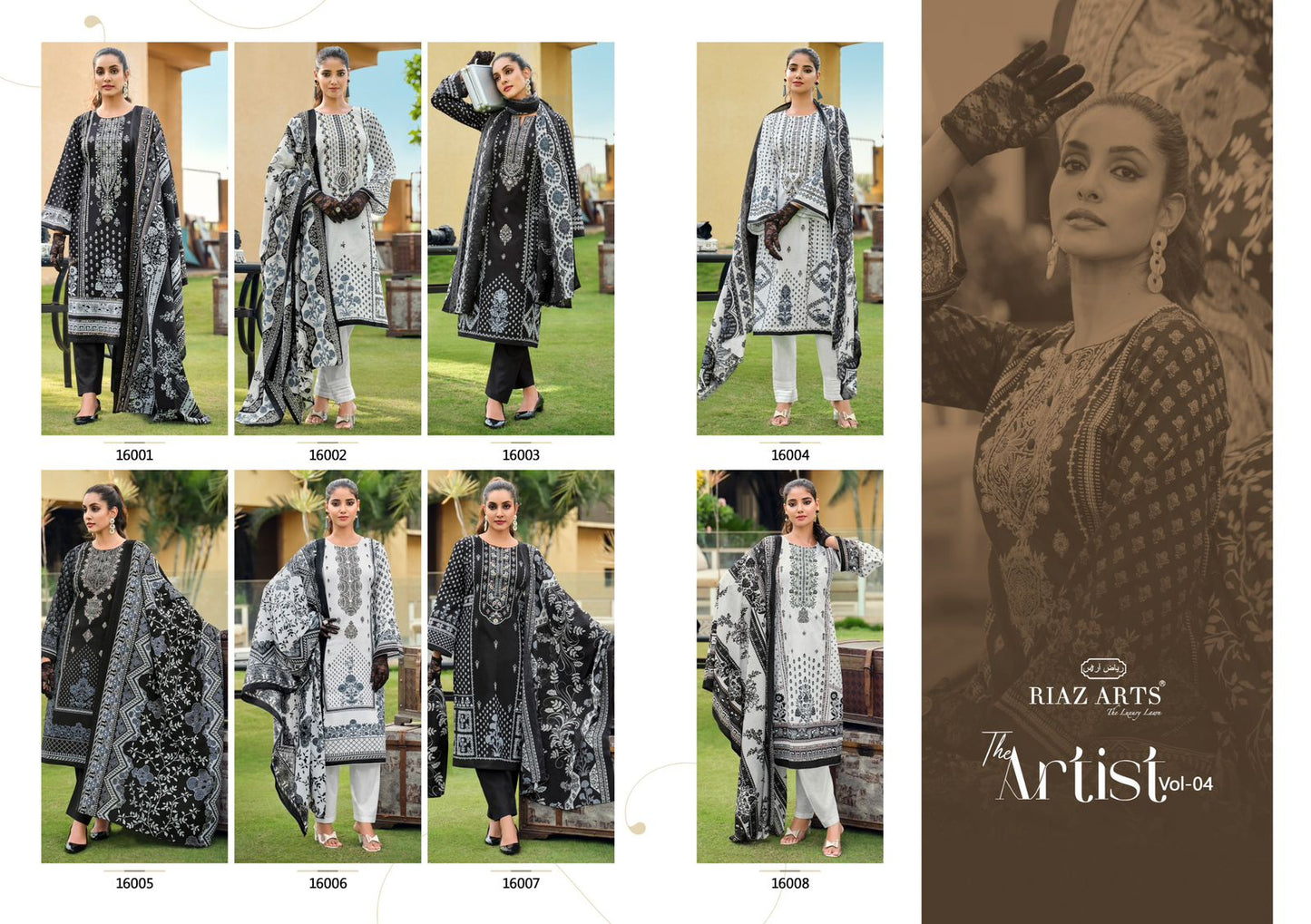 The Artist Vol 4 Riaz Art Lawn Karachi Salwar Suits Supplier Ahmedabad