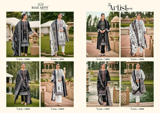 The Artist Vol 5 Riaz Art Pure Lawn Karachi Salwar Suits Manufacturer Gujarat