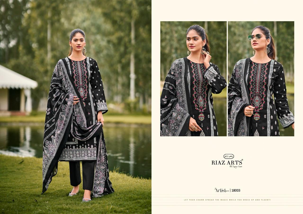 The Artist Vol 5 Riaz Art Pure Lawn Karachi Salwar Suits Manufacturer Gujarat