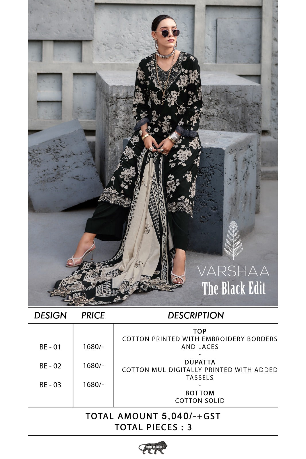 The Black Edit Varshaa Cotton Pant Style Suits Manufacturer Gujarat