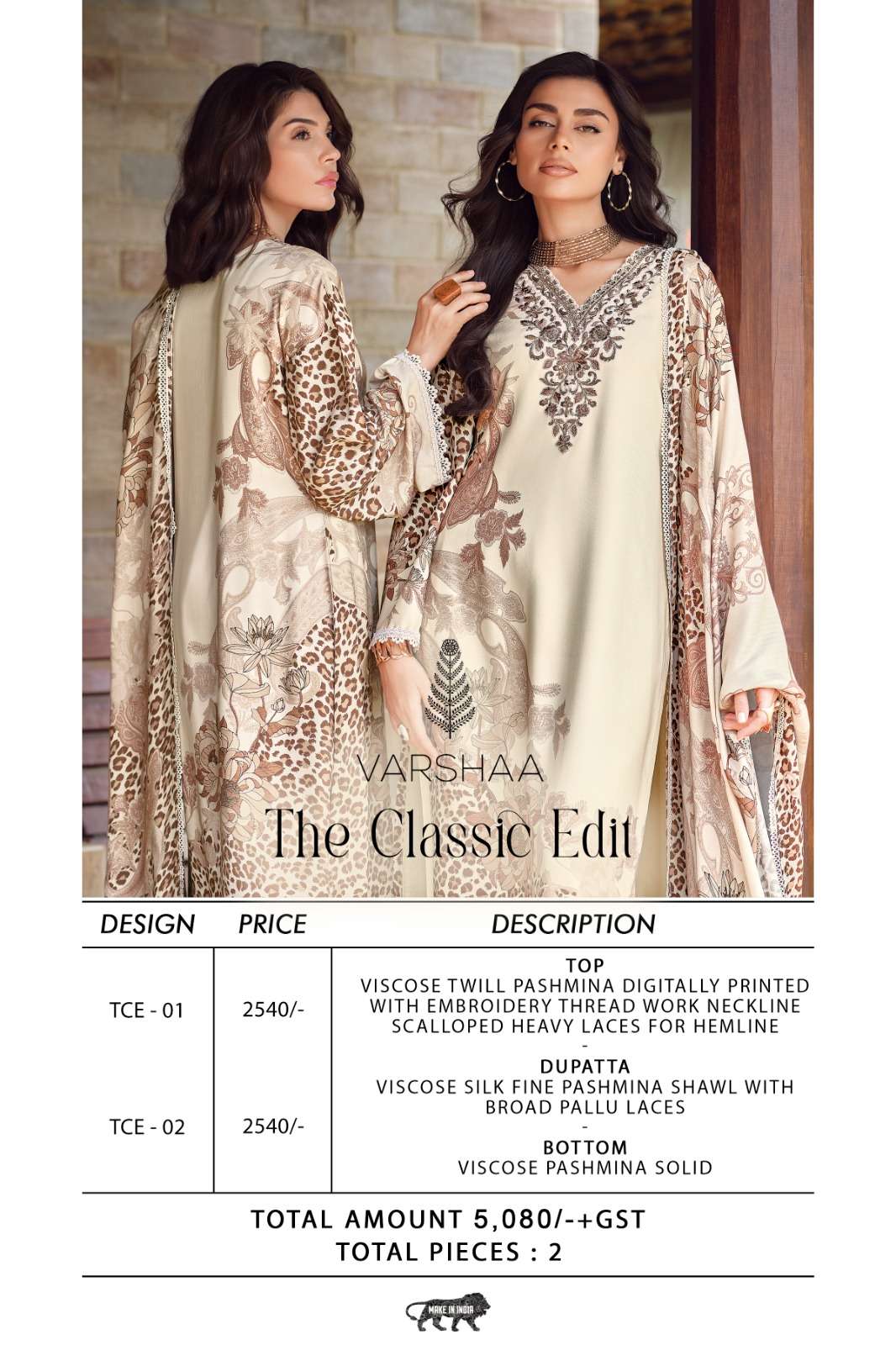 The Classic Edit Varshaa Viscose Twill Pashmina Suits Wholesaler