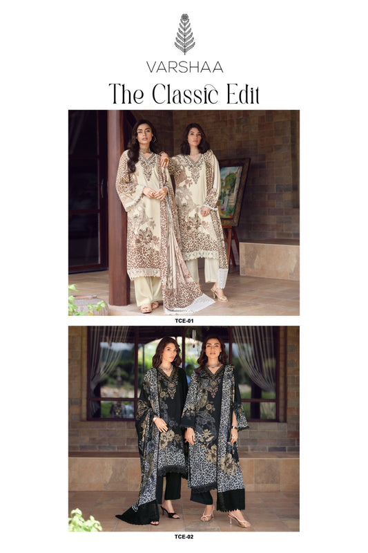 The Classic Edit Varshaa Viscose Twill Pashmina Suits Wholesaler