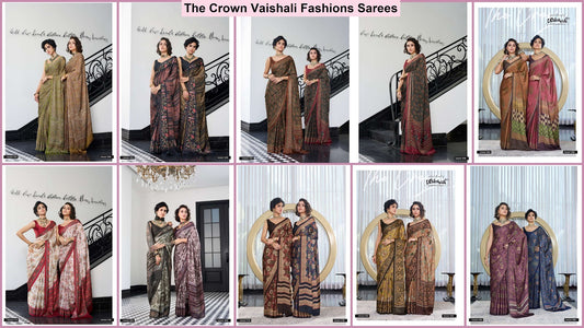 The Crown Vaishali Fashions Pure Crape Sarees Wholesale Price